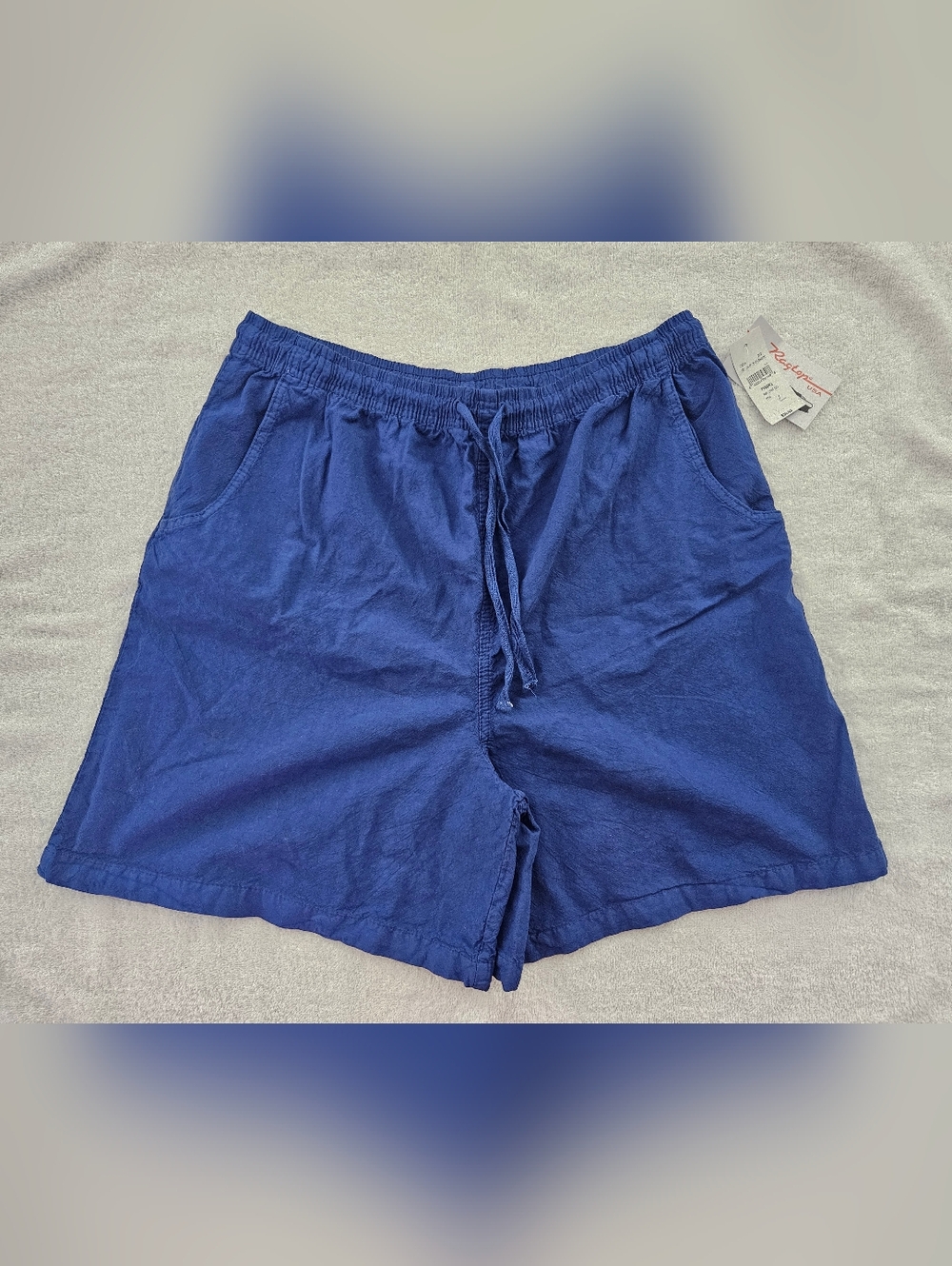 Ragtop Classic Comfort Women's Blue Drawstring Shorts With Pockets Size L